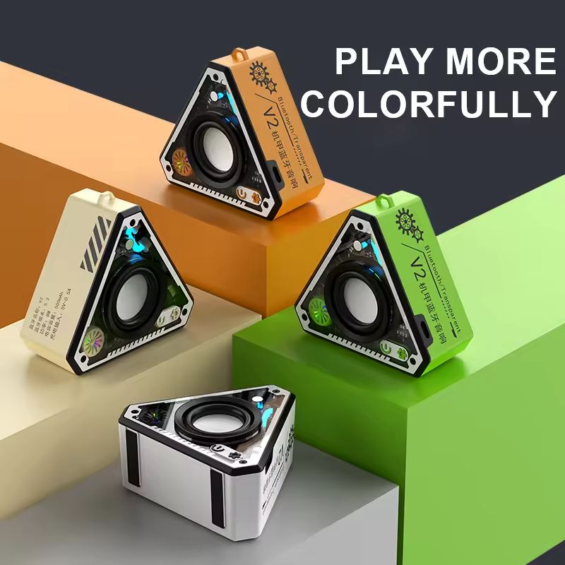 Wireless Bluetooth Speaker Outdoor Portable Wireless Subwoofer Speaker Mecha Style Bass Speaker LED Light Karaoke Machine RGB Light TWS Good for Party