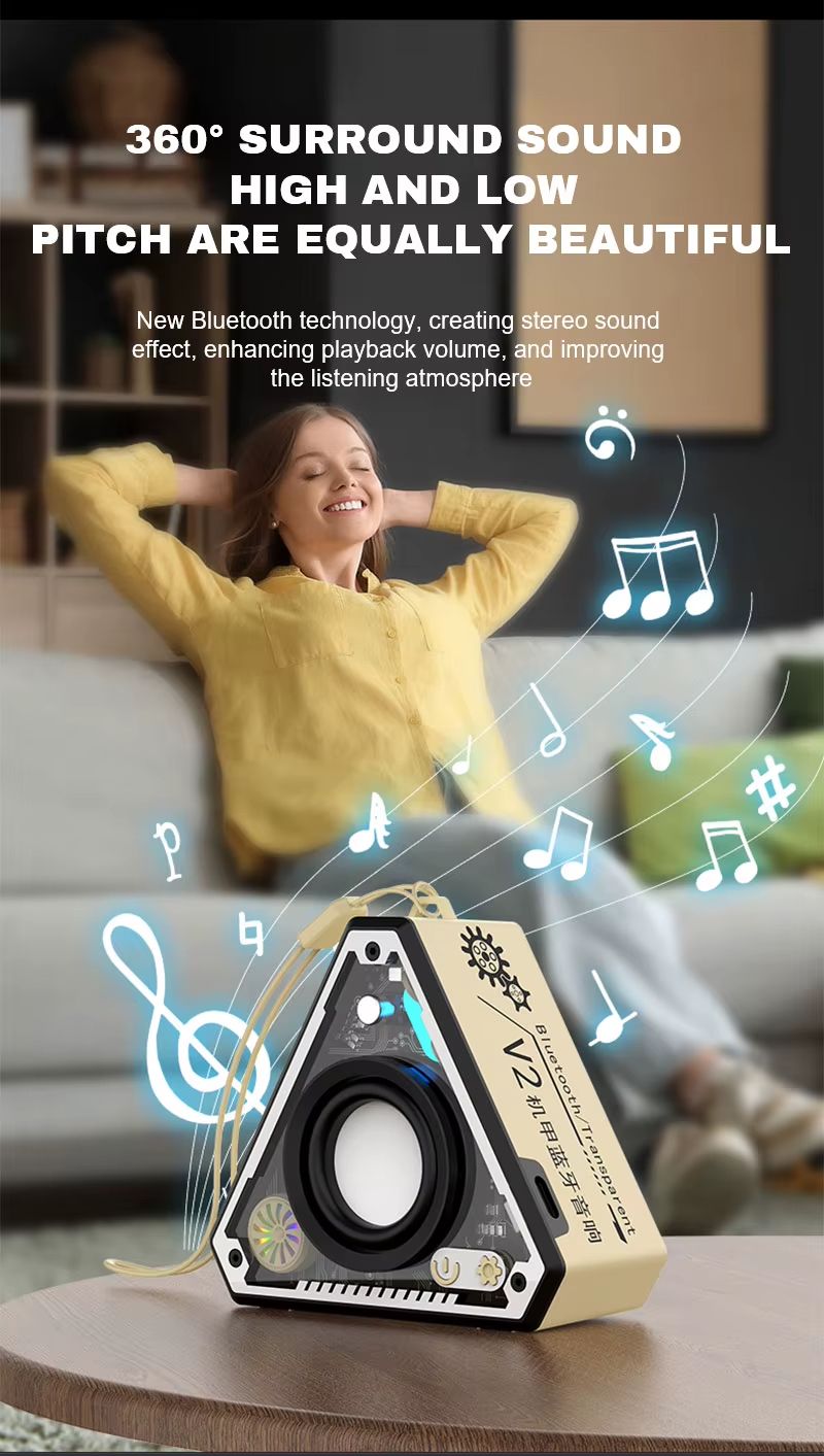 Wireless Bluetooth Speaker Outdoor Portable Wireless Subwoofer Speaker Mecha Style Bass Speaker LED Light Karaoke Machine RGB Light TWS Good for Party