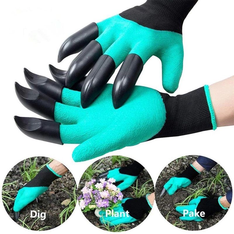 Gardening gloves with claws breathable digging gloves garden vegetable gardening industry planting non-slip wear-resistant waterproof rubber work gloves with claws digging planting tools