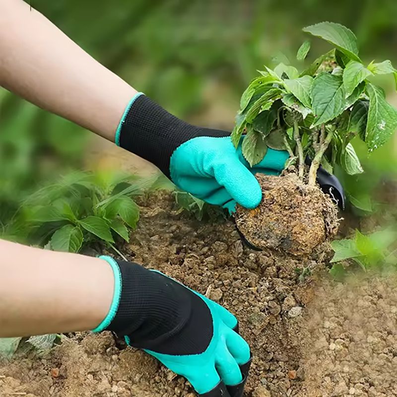 Gardening gloves with claws breathable digging gloves garden vegetable gardening industry planting non-slip wear-resistant waterproof rubber work gloves with claws digging planting tools