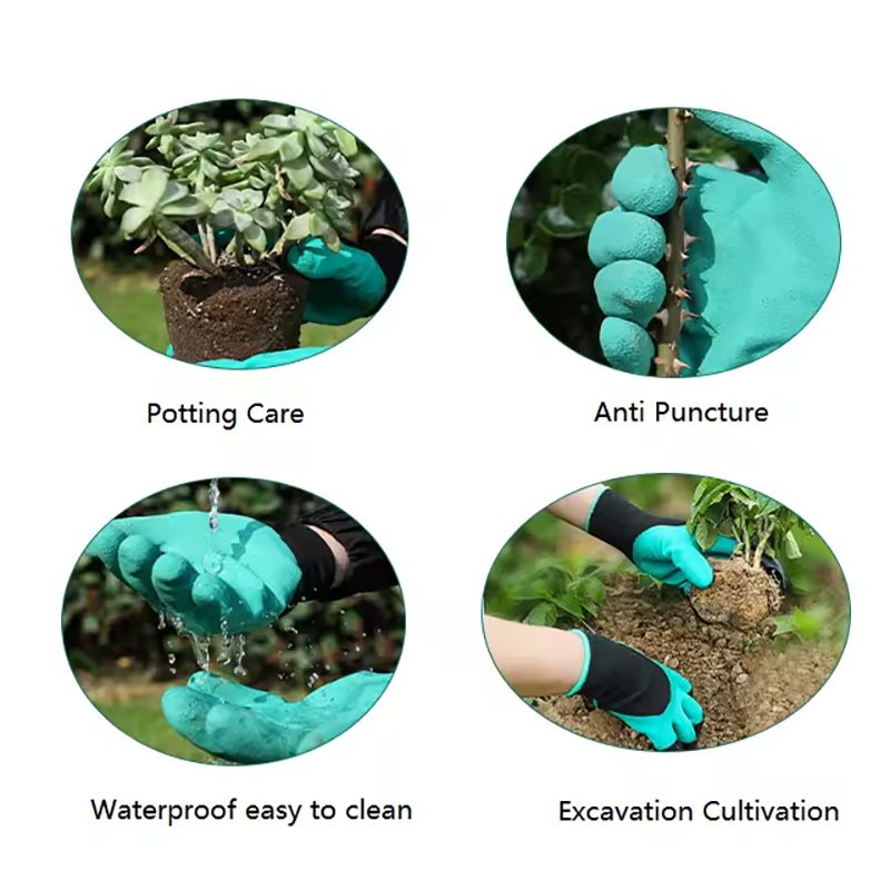 Gardening gloves with claws breathable digging gloves garden vegetable gardening industry planting non-slip wear-resistant waterproof rubber work gloves with claws digging planting tools