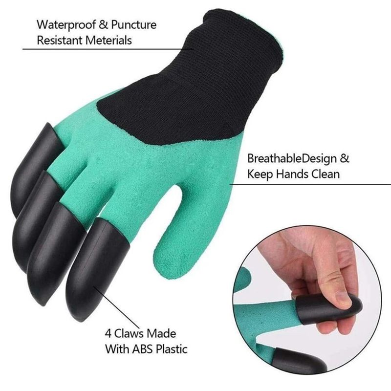 Gardening gloves with claws breathable digging gloves garden vegetable gardening industry planting non-slip wear-resistant waterproof rubber work gloves with claws digging planting tools