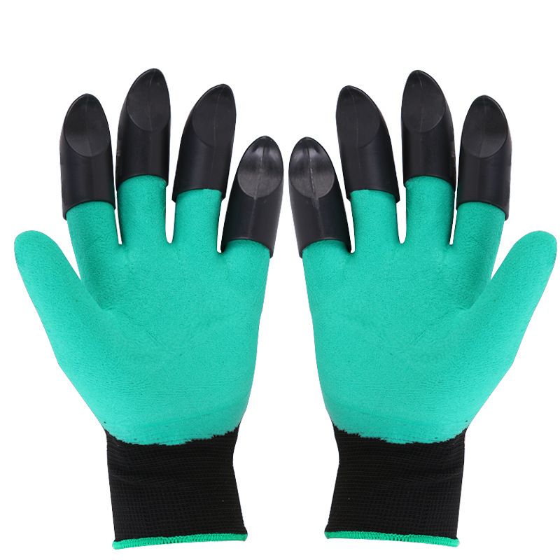 Gardening gloves with claws breathable digging gloves garden vegetable gardening industry planting non-slip wear-resistant waterproof rubber work gloves with claws digging planting tools