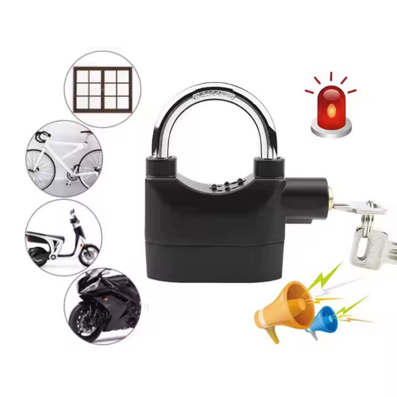 Anti-theft lock alarm lock household sensor induction alarm aluminum alloy padlock warehouse door lock bicycle motorcycle disc brake lock padlock outdoor door loud volume padlock hardware accessories