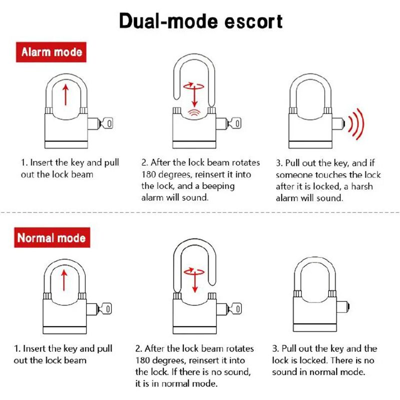 Anti-theft lock alarm lock household sensor induction alarm aluminum alloy padlock warehouse door lock bicycle motorcycle disc brake lock padlock outdoor door loud volume padlock hardware accessories