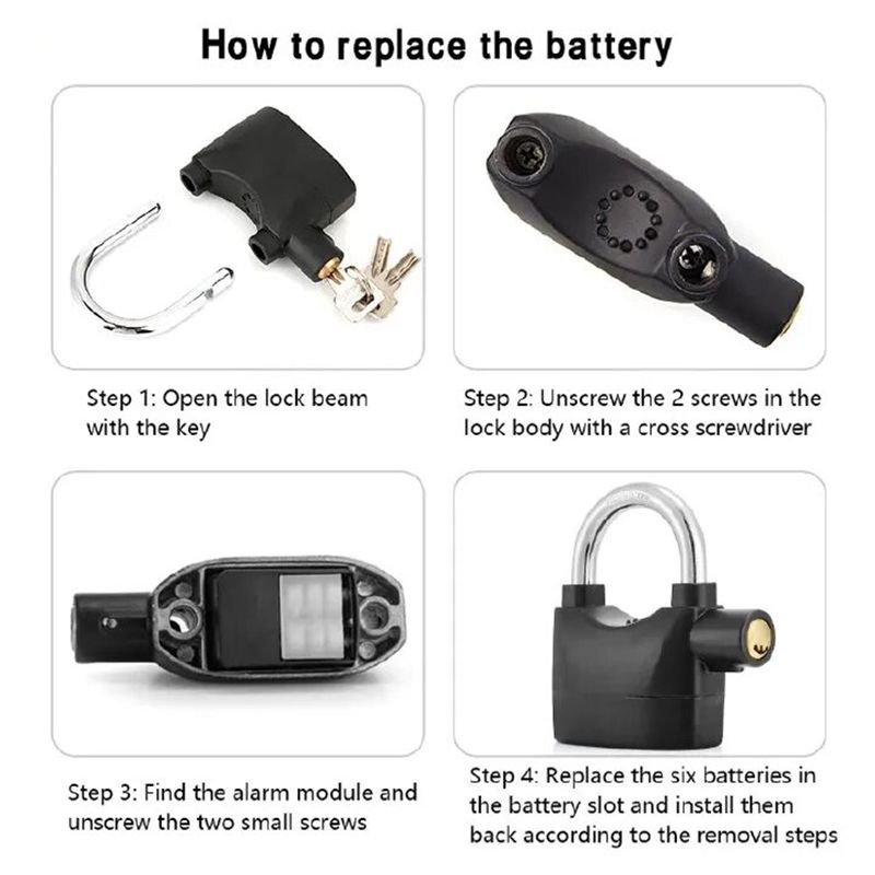 Anti-theft lock alarm lock household sensor induction alarm aluminum alloy padlock warehouse door lock bicycle motorcycle disc brake lock padlock outdoor door loud volume padlock hardware accessories