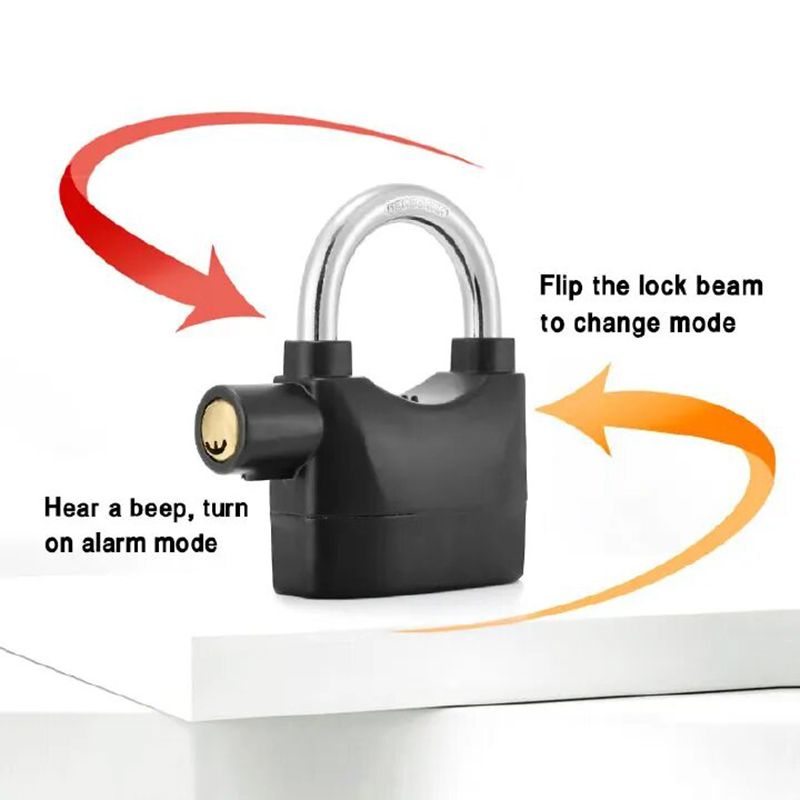 Anti-theft lock alarm lock household sensor induction alarm aluminum alloy padlock warehouse door lock bicycle motorcycle disc brake lock padlock outdoor door loud volume padlock hardware accessories