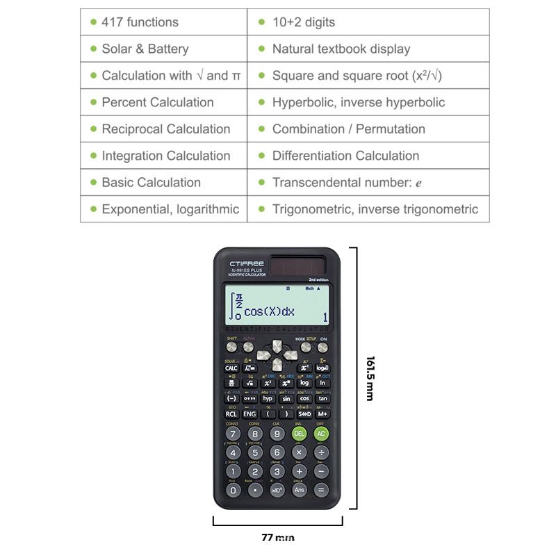 Scientific Calculator with 417 FunctionsFunction calculator complex equation solver portable scientific calculator school office stationery multifunctional stationery scientific tool