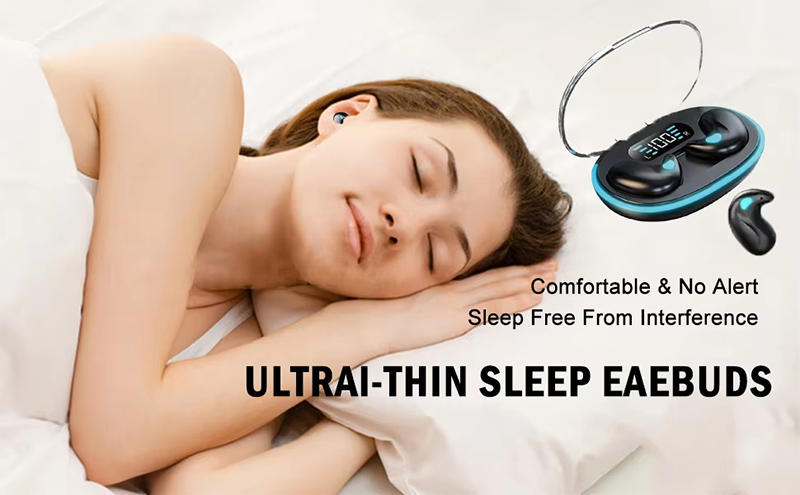 Wireless Bluetooth Sleeping Headphones Invisible Mini TWS Headphones Gaming Earbuds Low Latency Stereo Headphones with Microphone