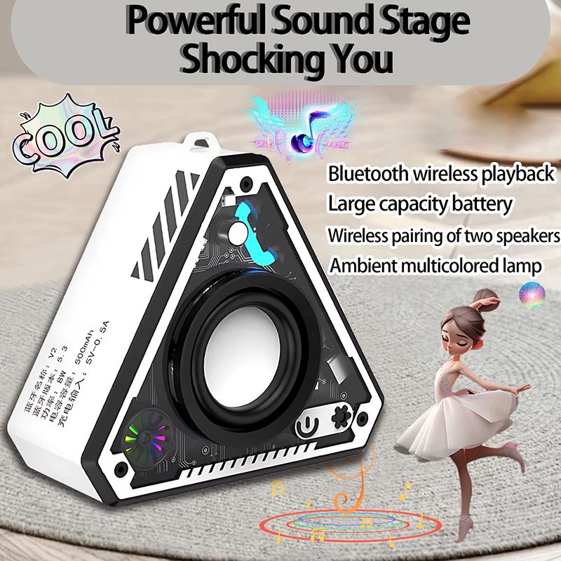 Wireless Bluetooth Speaker Outdoor Portable Wireless Subwoofer Speaker Mecha Style Bass Speaker LED Light Karaoke Machine RGB Light TWS Good for Party