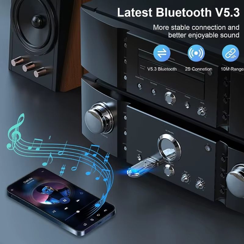 USB Wireless Bluetooth Adapter 5.3 Bluetooth Receiver Transmitter Wireless Audio Bluetooth Adapter for Mobile Phone Computer Laptop Tablet Headphone Car Speaker Music Adapter