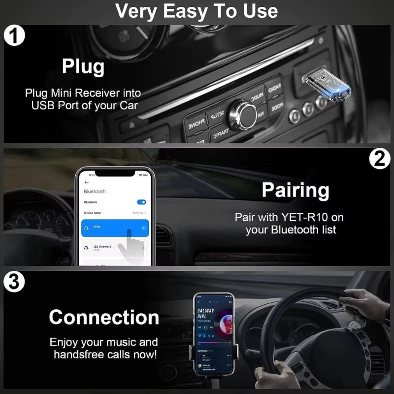 USB Wireless Bluetooth Adapter 5.3 Bluetooth Receiver Transmitter Wireless Audio Bluetooth Adapter for Mobile Phone Computer Laptop Tablet Headphone Car Speaker Music Adapter