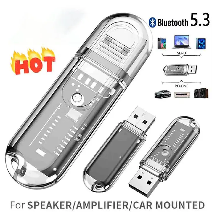 USB Wireless Bluetooth Adapter 5.3 Bluetooth Receiver Transmitter Wireless Audio Bluetooth Adapter for Mobile Phone Computer Laptop Tablet Headphone Car Speaker Music Adapter