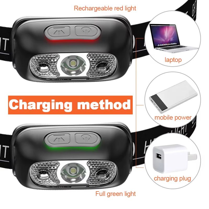 Powerful Headlamp LED Sensor Strong Light Headlamp Mini USB Rechargeable Flashlight Head Light Portable Camping Search Light Outdoor running camping headlamp night fishing lighting strong light