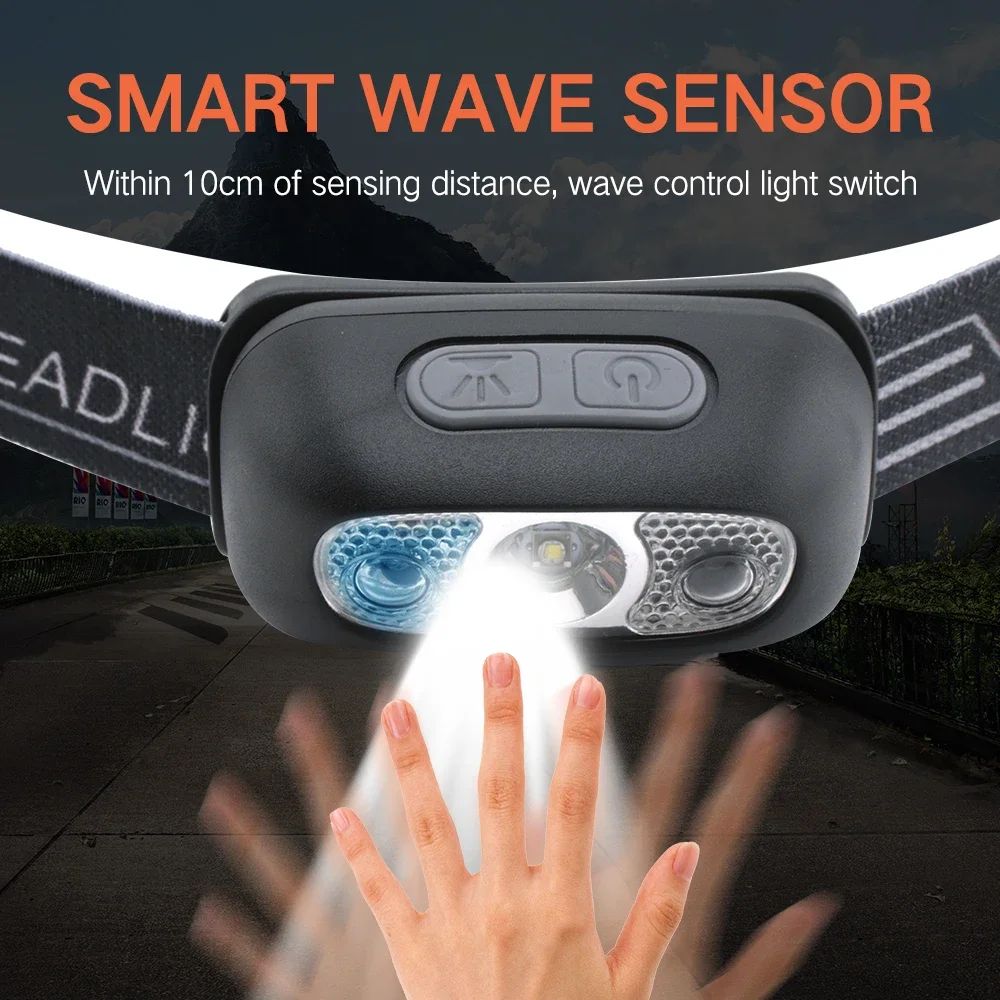 Powerful Headlamp LED Sensor Strong Light Headlamp Mini USB Rechargeable Flashlight Head Light Portable Camping Search Light Outdoor running camping headlamp night fishing lighting strong light