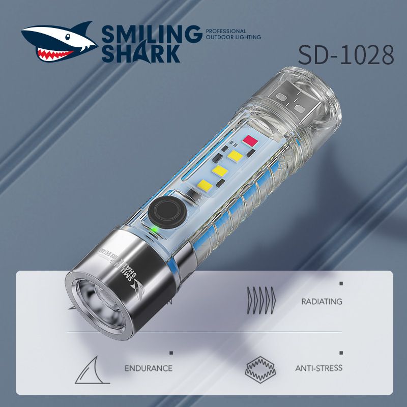 2026 New Portable LED Flashlight Powerful USB Rechargeable Flashlight Strong Light Flashlight Multifunctional Outdoor Lighting Camping Light Work Light Tent Light Spotlight LED Transparent Fluorescent