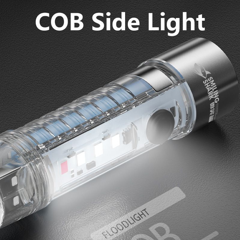 2026 New Portable LED Flashlight Powerful USB Rechargeable Flashlight Strong Light Flashlight Multifunctional Outdoor Lighting Camping Light Work Light Tent Light Spotlight LED Transparent Fluorescent