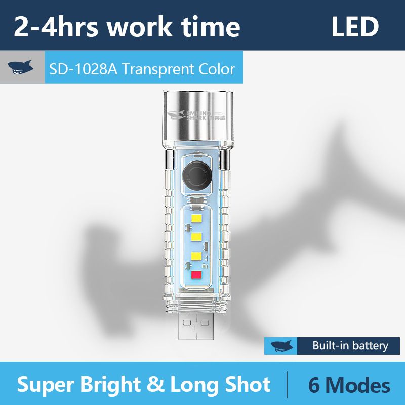 2026 New Portable LED Flashlight Powerful USB Rechargeable Flashlight Strong Light Flashlight Multifunctional Outdoor Lighting Camping Light Work Light Tent Light Spotlight LED Transparent Fluorescent