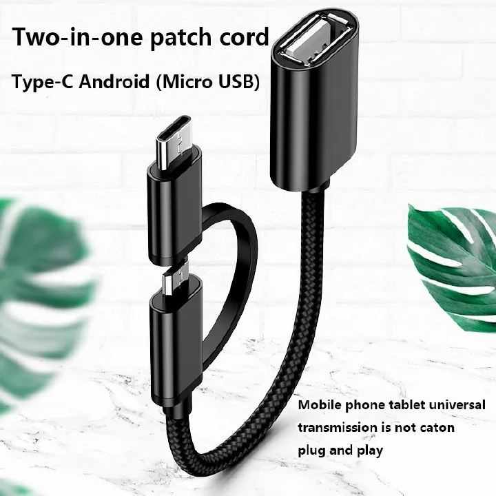 2 In 1 OTG Adapters Multi-port Adapter Cable Android Type-C  Cable USB Flash Drive Suitable For Mobile Phones, Computers And TabletsMobile Phone Adapter USB 3.0 Adapter USB Data Cable