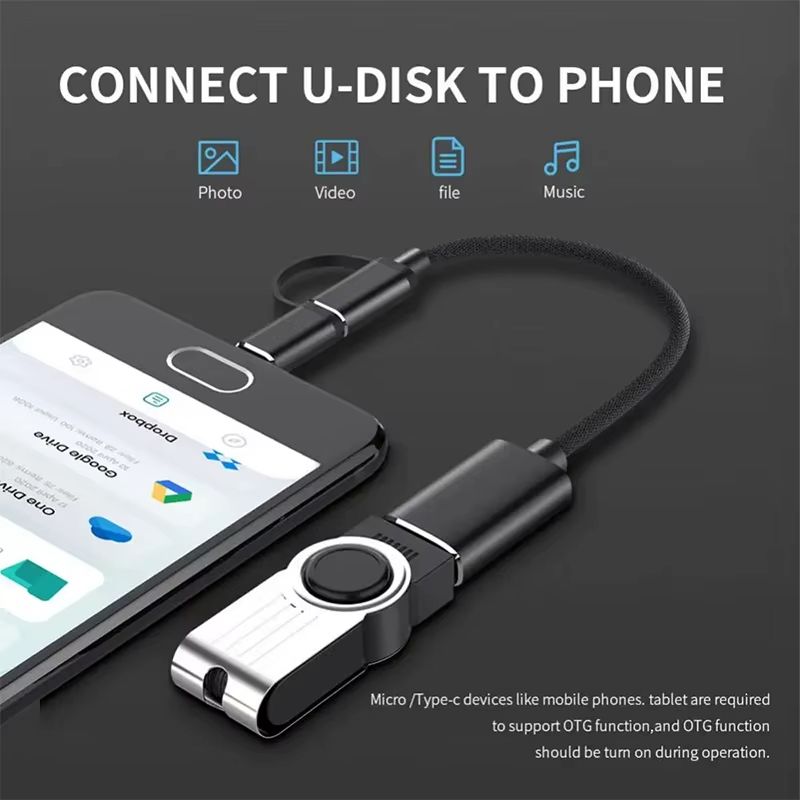 2 In 1 OTG Adapters Multi-port Adapter Cable Android Type-C  Cable USB Flash Drive Suitable For Mobile Phones, Computers And TabletsMobile Phone Adapter USB 3.0 Adapter USB Data Cable