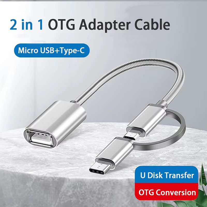 2 In 1 OTG Adapters Multi-port Adapter Cable Android Type-C  Cable USB Flash Drive Suitable For Mobile Phones, Computers And TabletsMobile Phone Adapter USB 3.0 Adapter USB Data Cable