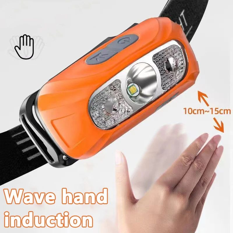 Powerful Headlamp LED Sensor Strong Light Headlamp Mini USB Rechargeable Flashlight Head Light Portable Camping Search Light Outdoor running camping headlamp night fishing lighting strong light