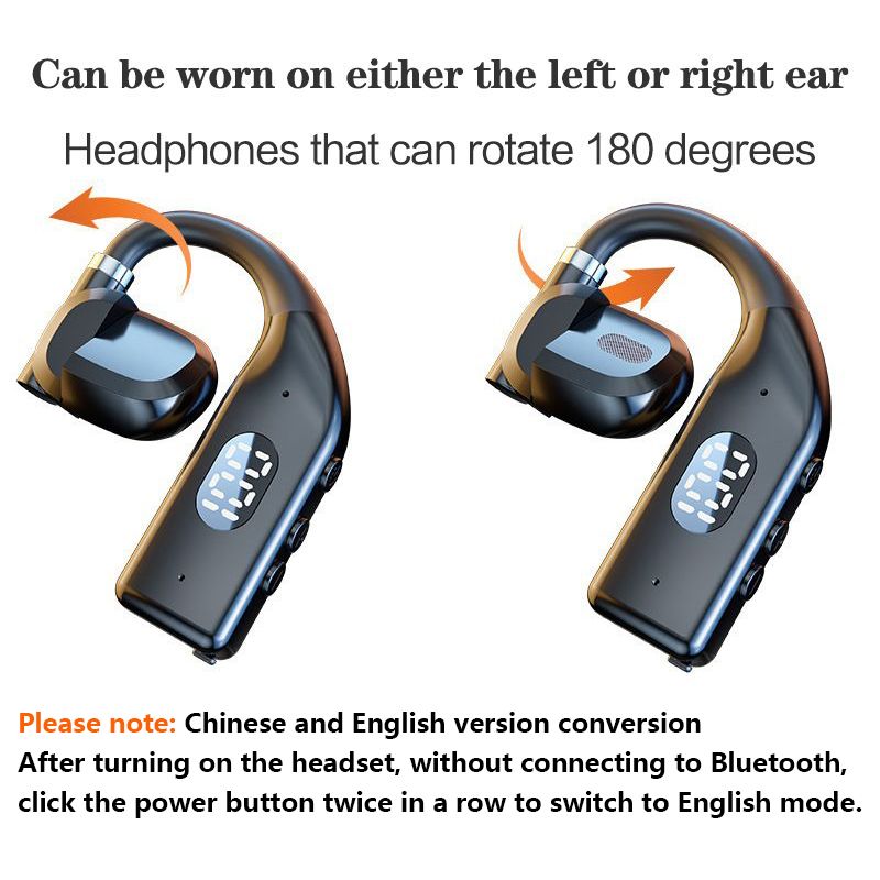 Bluetooth Earphone New Universal For Left And Right Ears Bluetooth Earpods Wireless Super Long Battery Life Single Ear Open Non-In-Ear Rotating OWS Ear Hook Mobile Accessories for iOS Android Phones