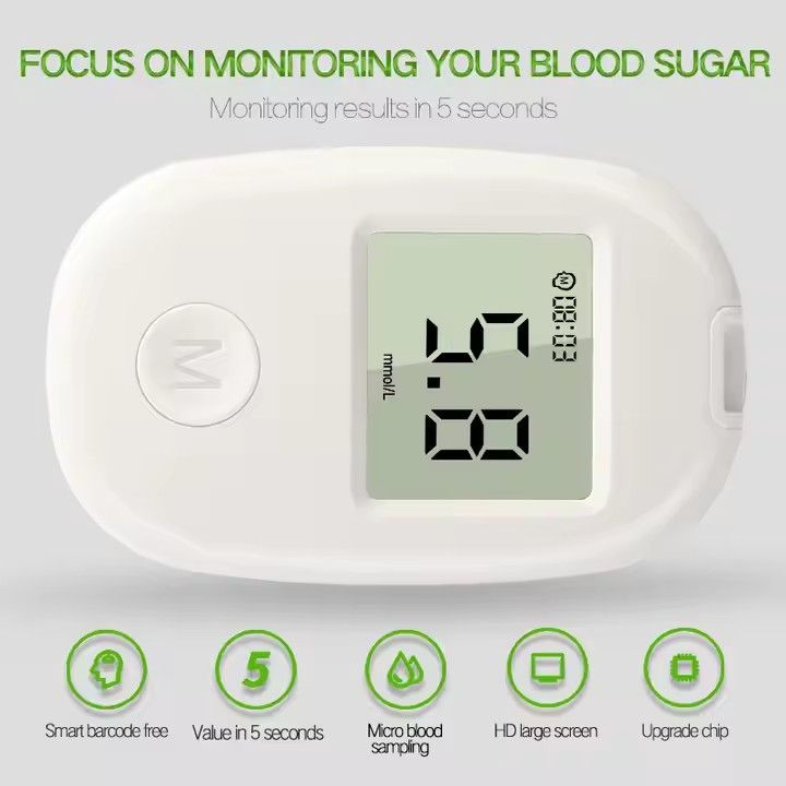Smart Blood Glucose Meter Portable Blood Glucose Testing LCD Display Accurate Blood Glucose Meter Diabetes Home Blood Glucose Tester Kit Blood Glucose Tester Contains 50pcs Blood Collection Needles