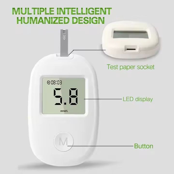 Smart Blood Glucose Meter Portable Blood Glucose Testing LCD Display Accurate Blood Glucose Meter Diabetes Home Blood Glucose Tester Kit Blood Glucose Tester Contains 50pcs Blood Collection Needles
