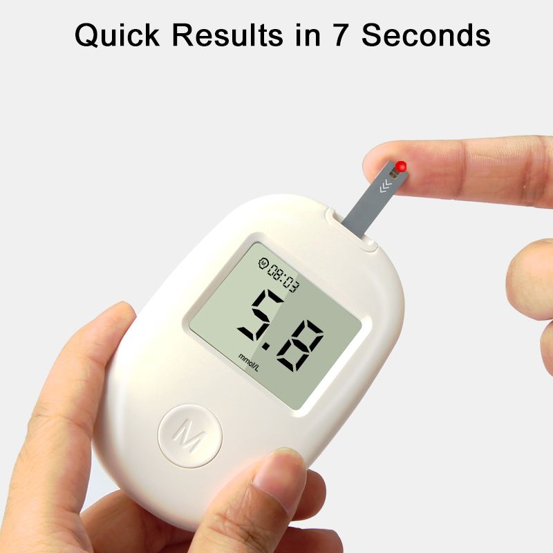 Smart Blood Glucose Meter Portable Blood Glucose Testing LCD Display Accurate Blood Glucose Meter Diabetes Home Blood Glucose Tester Kit Blood Glucose Tester Contains 50pcs Blood Collection Needles
