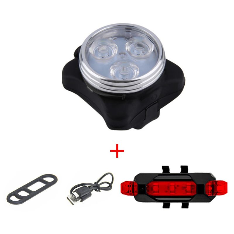 2PCS Bicycle Light with USB Charging Bicycle Tail Clip Light Super Bright Front Headlight and Rear LED Bicycle Light Safety Warning Light Bicycle Accessories Flashlight Outdoor lighting