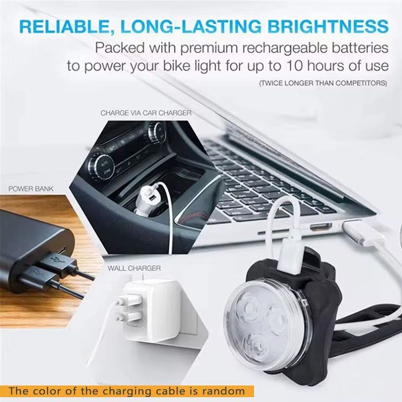 2PCS Bicycle Light with USB Charging Bicycle Tail Clip Light Super Bright Front Headlight and Rear LED Bicycle Light Safety Warning Light Bicycle Accessories Flashlight Outdoor lighting