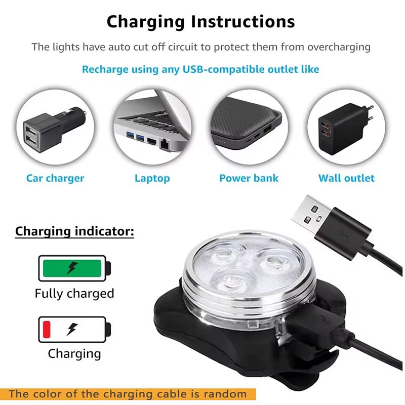 2PCS Bicycle Light with USB Charging Bicycle Tail Clip Light Super Bright Front Headlight and Rear LED Bicycle Light Safety Warning Light Bicycle Accessories Flashlight Outdoor lighting