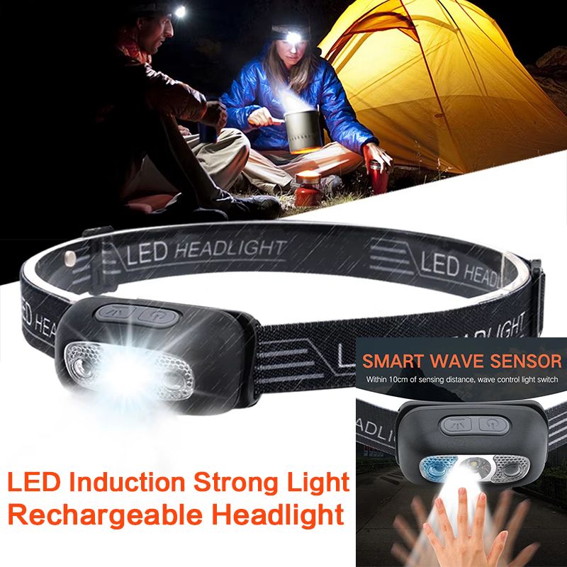 Powerful Headlamp LED Sensor Strong Light Headlamp Mini USB Rechargeable Flashlight Head Light Portable Camping Search Light Outdoor running camping headlamp night fishing lighting strong light