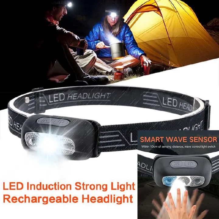 Powerful Headlamp LED Sensor Strong Light Headlamp Mini USB Rechargeable Flashlight Head Light Portable Camping Search Light Outdoor running camping headlamp night fishing lighting strong light