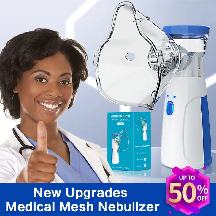 New Medical Mesh Nebulizer Portable Inhaler Children Adult Handheld Mini Silent Steam Nasal Humidifier Pediatric Cold Cough Asthma Nebulizer Health Medical Supplies Health Care Medical Equipment