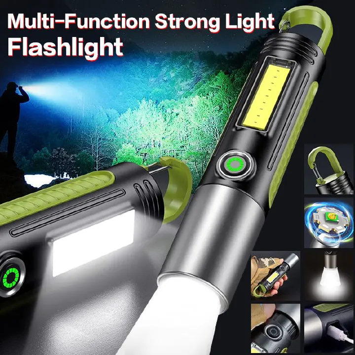 Portab LED Flashlights USB Rechargeable Torch New Upgrades Emergency Strong Powerful Flashlight Multifunctional Outdoor Lighting Accessories Camping Light Work Light Tent Light Focus LED Lamp