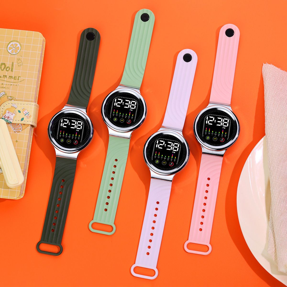 New T9 Stress-Relief Rotating Watch Hot LED Digital Watch Sports Watches Electronic Clock Casual Silicone Wristwatches Sport Wrist Watch For Man Woman Kids Birthday Gift Men Watches Women Wrist watch