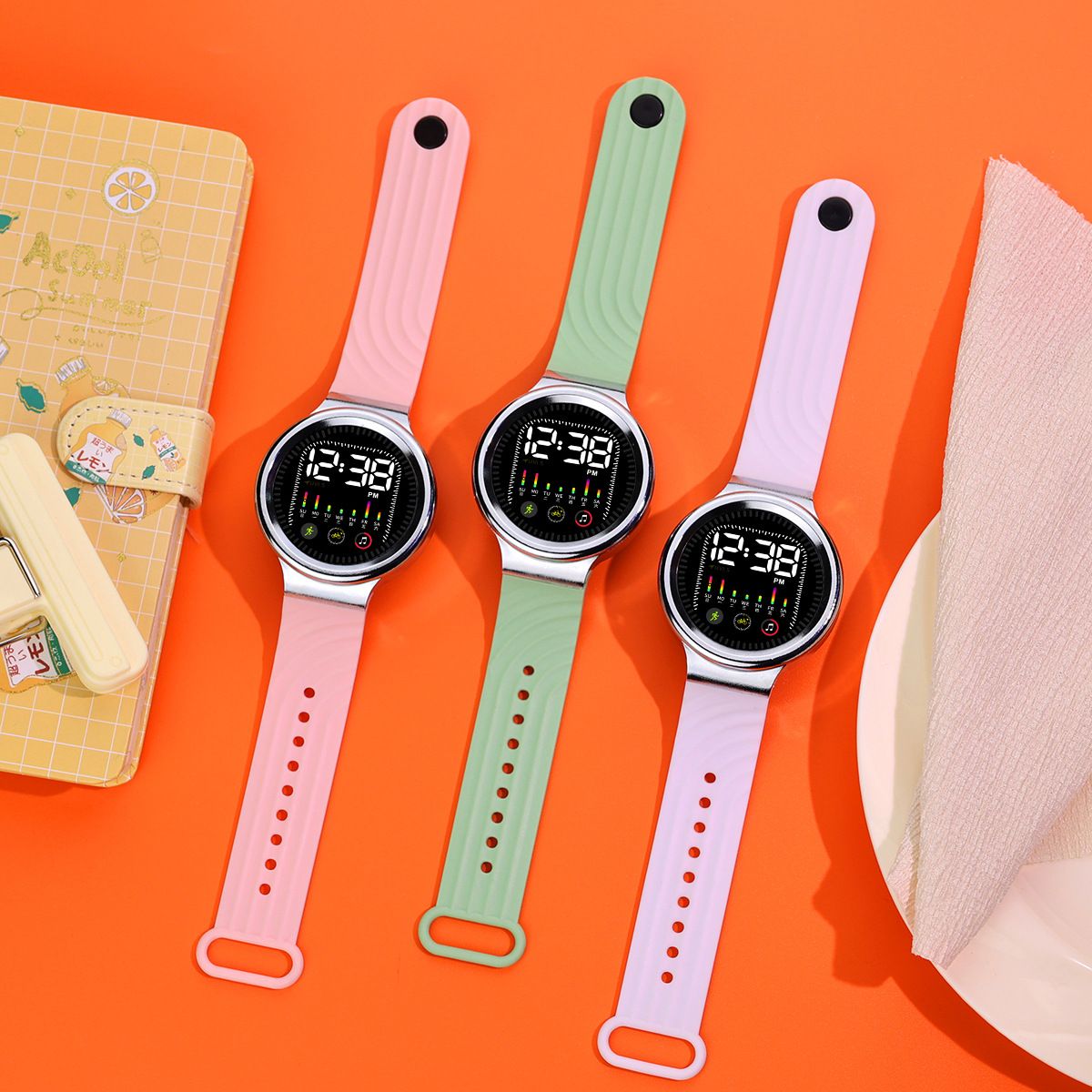 New T9 Stress-Relief Rotating Watch Hot LED Digital Watch Sports Watches Electronic Clock Casual Silicone Wristwatches Sport Wrist Watch For Man Woman Kids Birthday Gift Men Watches Women Wrist watch