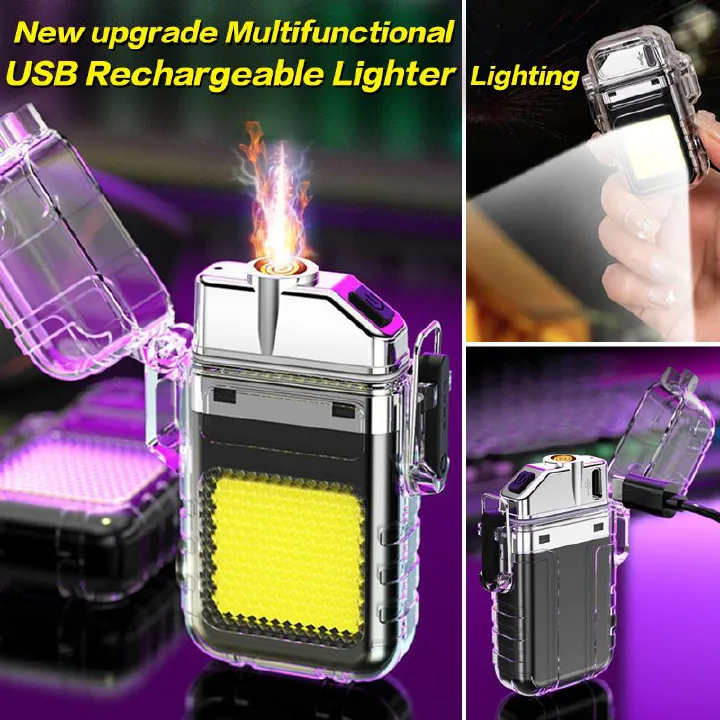 Multifunctional USB Rechargeable Lighters Portable Lighting Lighter Super Bright Flashlights Outdoor Camping Lighting Waterproof Lighter Emergency Work Lights Super Long Battery Life