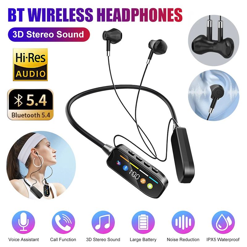 S10 Brand Sports Earphones Neckband Noise Reduction Earpods New Digital Wireless Bluetooth In-ear Earbuds Ultra Long Battery Life Standby Ear Return Monitoring Card Insertion Bluetooth Headphones