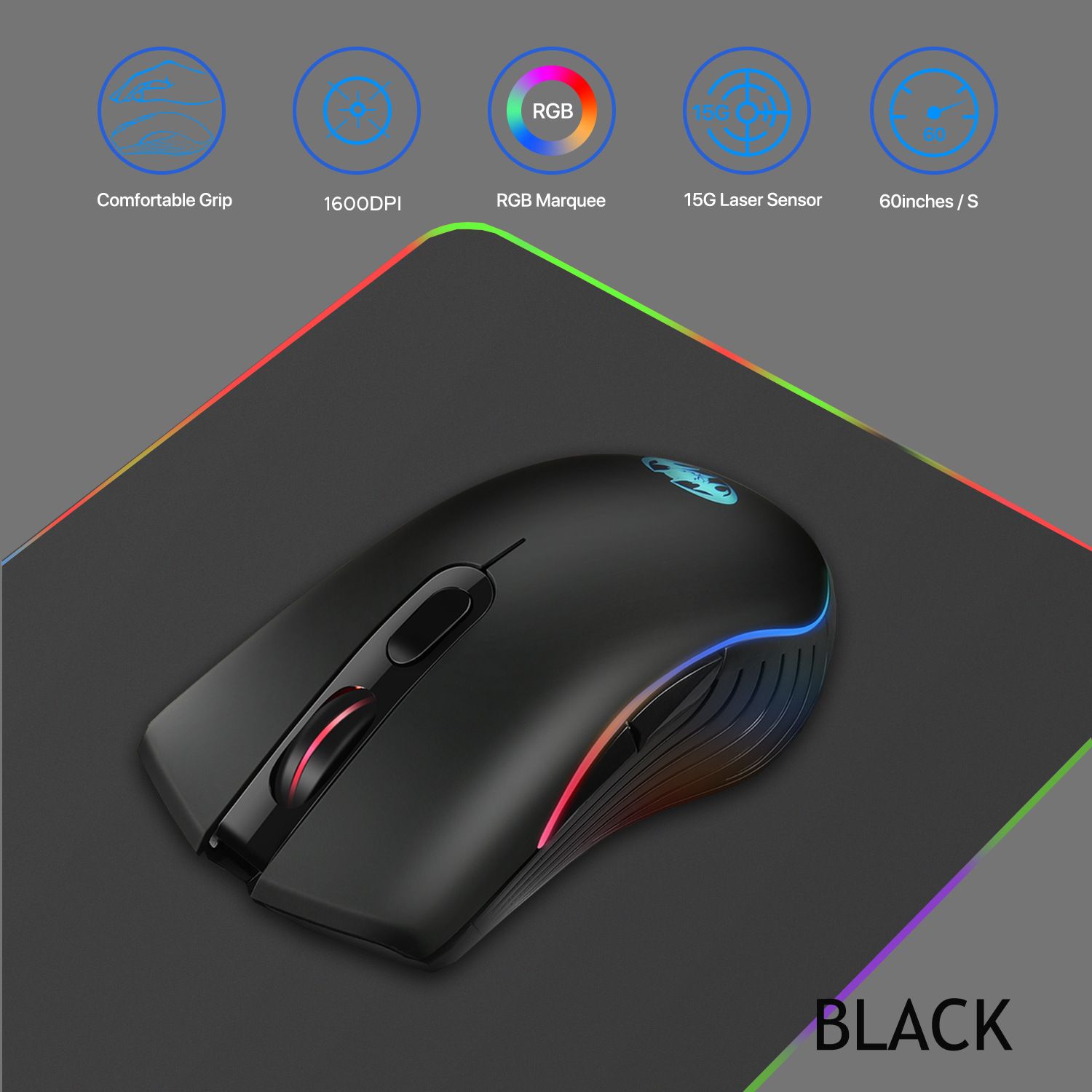 M06 Wireless Mouse RGB 2.4G Professional Designer Drawing Office Study Ergonomic Mouse Suitable for Laptops, Desktops, etc. Rechargeable Silent, Ultra-Long Battery Life, 6 Buttons,1600DPI Gaming Mouse