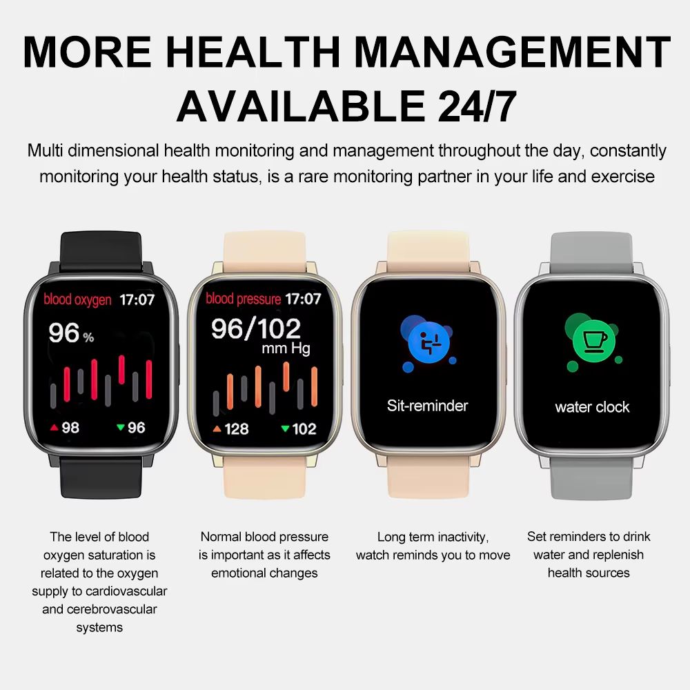 New Arrival Smart Watch Men/Women Outdoor Sports Smartwatches Bluetooth Call Heart Rate Blood Pressure Monitoring Fitness Tracker Bracelet For Smartphones Smart Watch