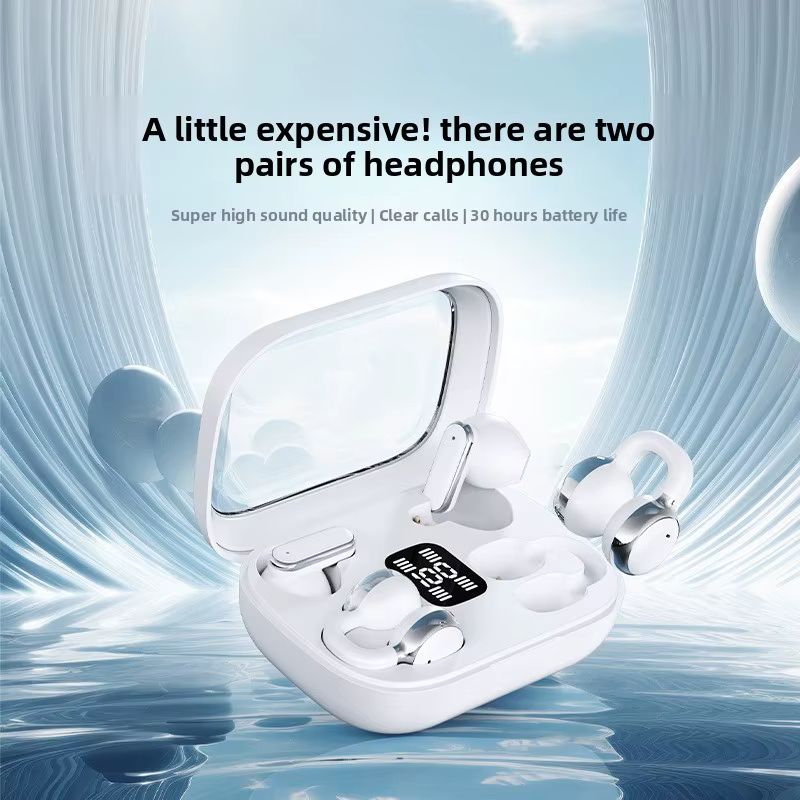 New 2 in 1 Bluetooth Earphones Noise Reduction Earbuds Two Pairs Of Headphones New Arrival Q10 Couple Wireless Earpods Digital Display Power Sports Long Battery Ear Clip Earphone