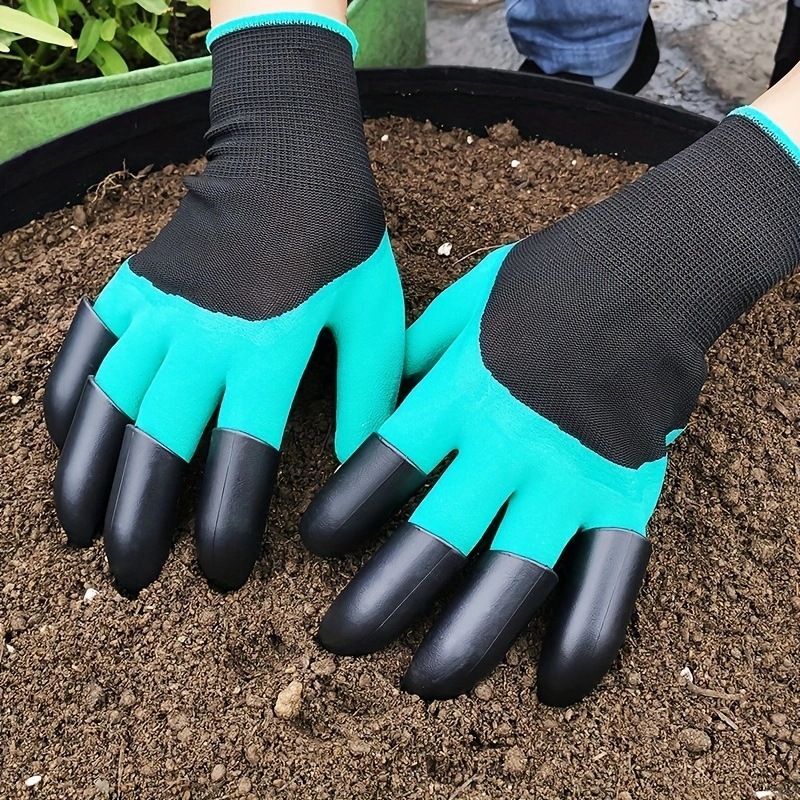 Gardening Gloves With Claws Breathable Digging Gloves Garden Vegetable Gardening Industry Planting Non-slip Wear-resistant Waterproof Rubber Work Gloves With Claws Cigging Planting Tools
