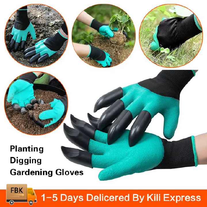 Gardening Gloves With Claws Breathable Digging Gloves Garden Vegetable Gardening Industry Planting Non-slip Wear-resistant Waterproof Rubber Work Gloves With Claws Cigging Planting Tools