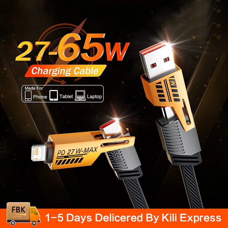 New Upgrade 4-In-1 Charging Cables USB Data Cables iPhone Accessories Suitable For IPhonee, Huawei, Samsung, Xiaomi, OPPO, Realme, ete Charging Cable And Car Data Cable USB Type-C Charging Cable