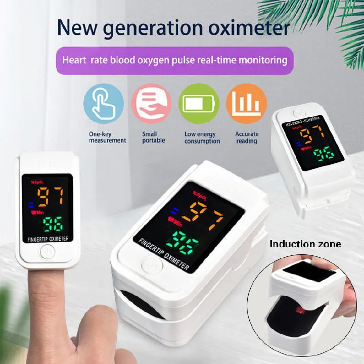 Portable Finger Pulse Oximeter Blood Oxygen Heart Rate Saturation Meter Fingertip Oximetro Pulse Oximeter Finger Clip Pulse Monitor Home Monitoring Pulse Oximeter Blood Oxygen Saturation Detector Clip