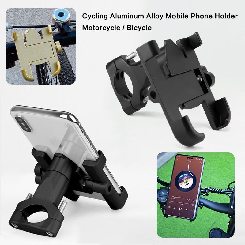 Rotatable Motorcycle Bicycle Mobile Phone Holder Suitable For Smart Phone Bicycle Motorcycle Navigation Meituan Takeaway Cycling Metal Mobile Phone Holder  Aluminum Alloy Mobile Holder Powersports