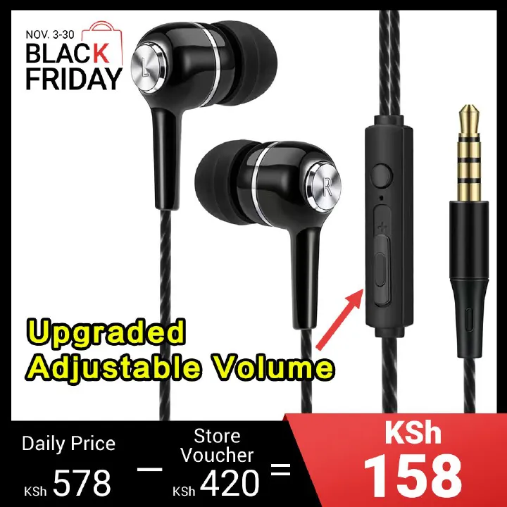 3.5mm Wired Earphones In-Ear Headset HIFI Heavy Bass Earbuds Monitor Sports Headset Stereo Music Gaming Headphone With Microphone Earplugs Sports Earphones Works With All Android Phones Earpods